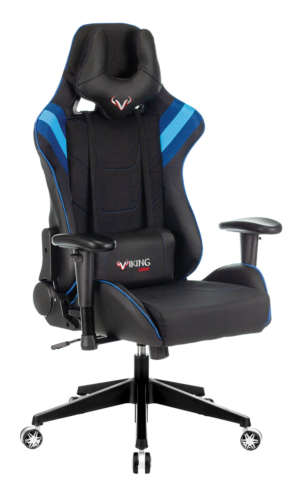 Кресло игровое Zombie VIKING 4 AERO две подушки черный/синий искусств.кожа/ткань VIKING 4 AERO BLUE