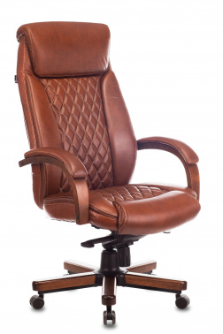 Кресло руководителя Бюрократ T-9924WALNUT светло-коричневый Leather Eichel кожа крестовина металл/дерево T-9924WALNUT/CHOK