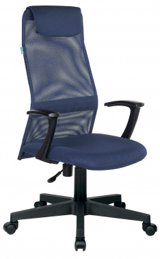 Кресло руководителя Бюрократ KB-8 синий TW-05N TW-10N сетка/ткань с подголов. крестовина пластик KB-8/DB/TW-10N