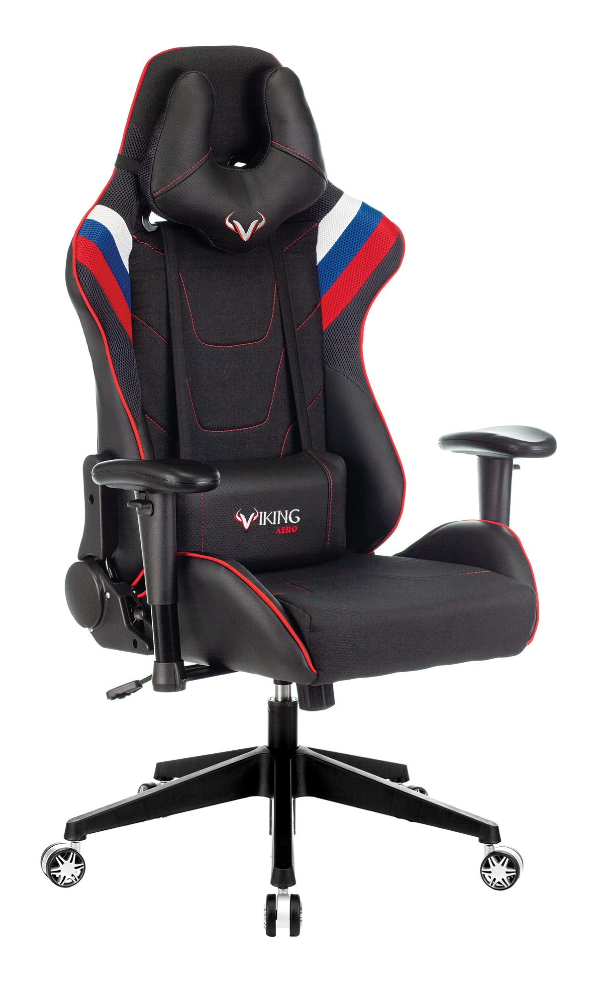 Кресло игровое Zombie VIKING 4 AERO белый/синий/красный искусств.кожа/ткань с подголов. крестовина пластик VIKING 4 AERO RUS