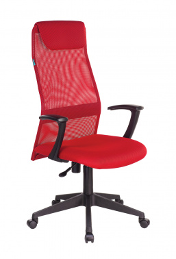 Кресло руководителя Бюрократ KB-8N красный TW-35N TW-97N сетка/ткань с подголов. крестовина пластик KB-8N/R/TW-97N