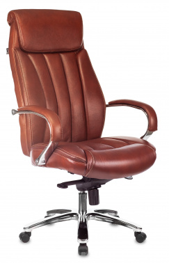 Кресло руководителя Бюрократ T-9922SL светло-коричневый Leather Eichel кожа крестовина металл хром T-9922SL/CHOKOLATE