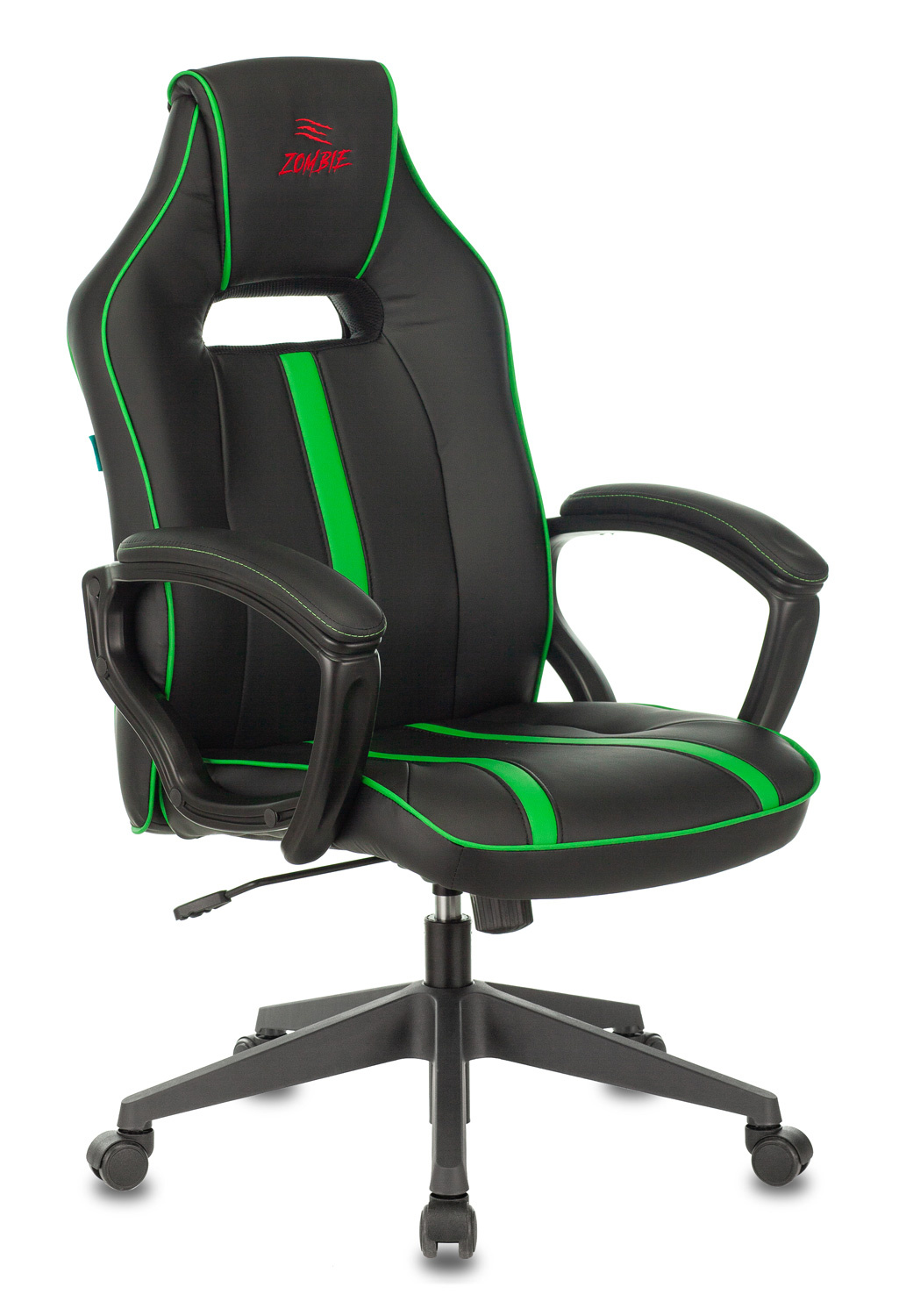 Кресло игровое VIKING ZOMBIE A3 черный/зеленый искусственная кожа крестовина пластик VIKING ZOMBIE A3 GN