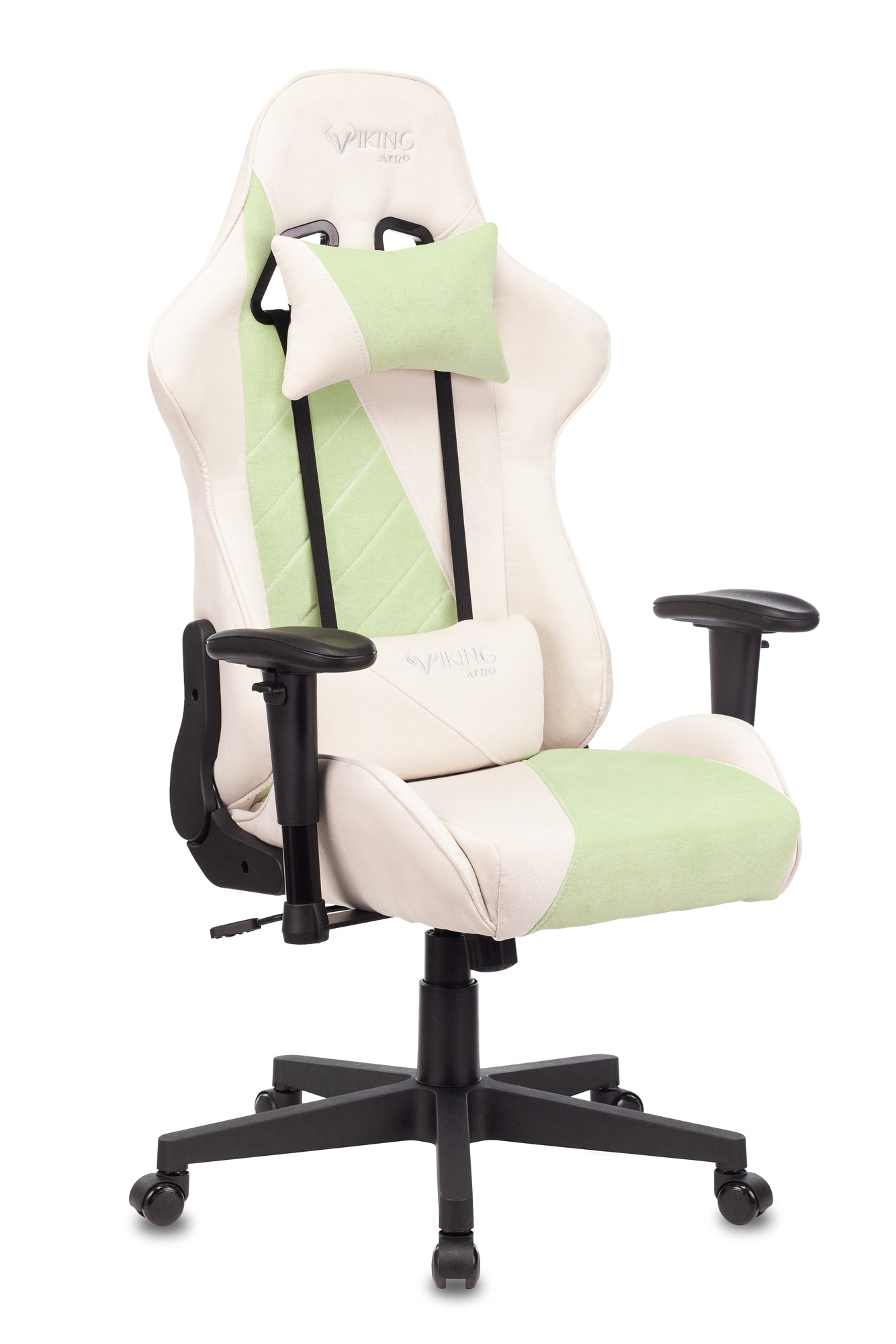 Кресло игровое Zombie VIKING X Fabric белый/зеленый с подголов. крестовина пластик VIKING X GREEN