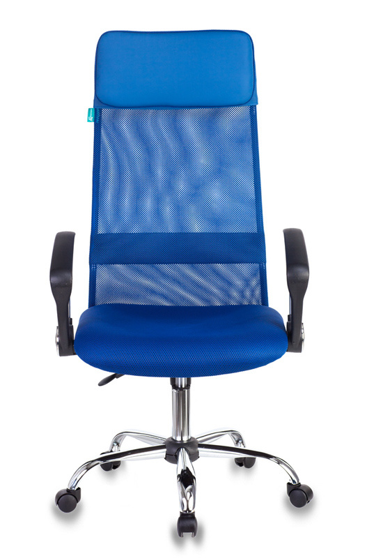 Кресло руководителя Бюрократ KB-6N синий TW-05 TW-10 сетка с подголов. крестовина металл хром KB-6N/SL/BL/TW-10