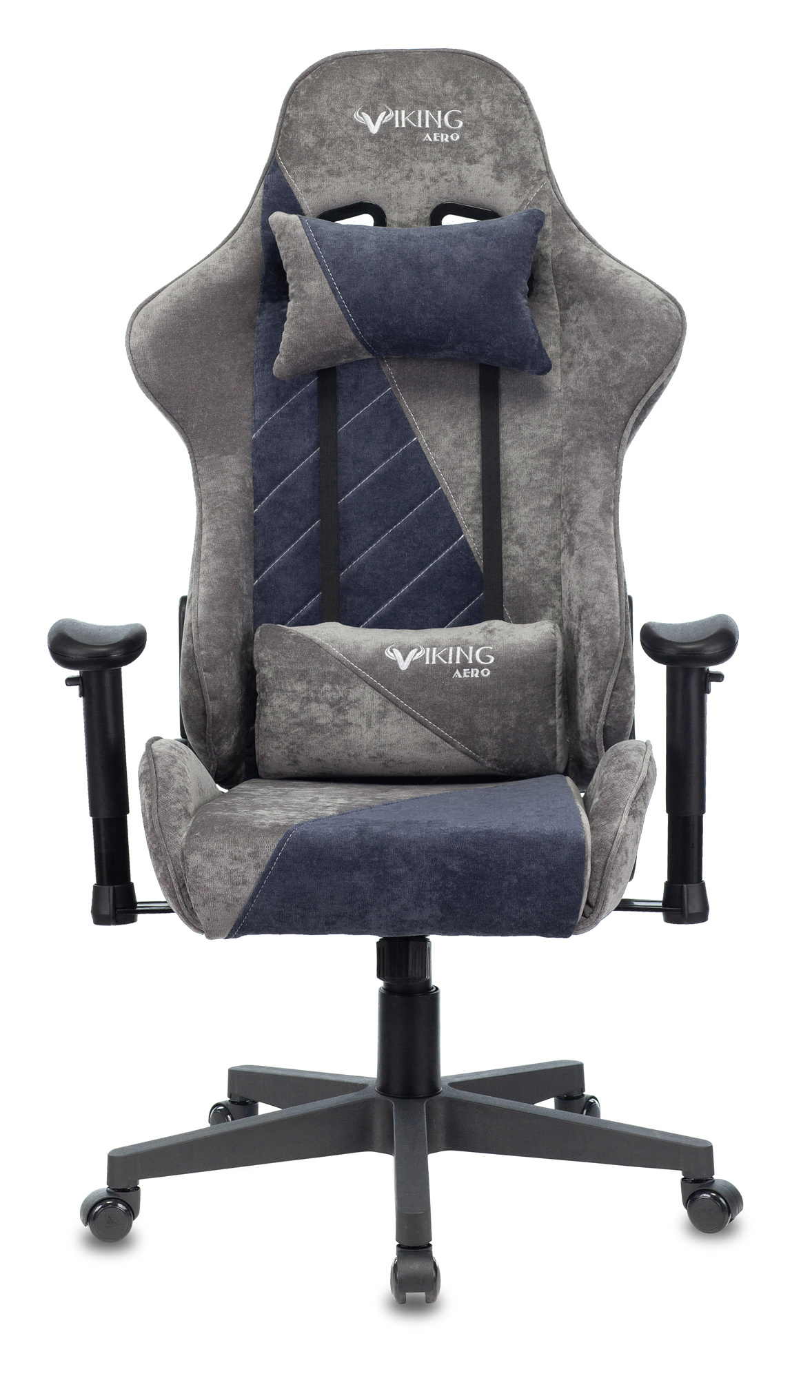 Кресло игровое Zombie VIKING X Fabric серый/темно-синий с подголов.крестовина пластик VIKING X NAVY