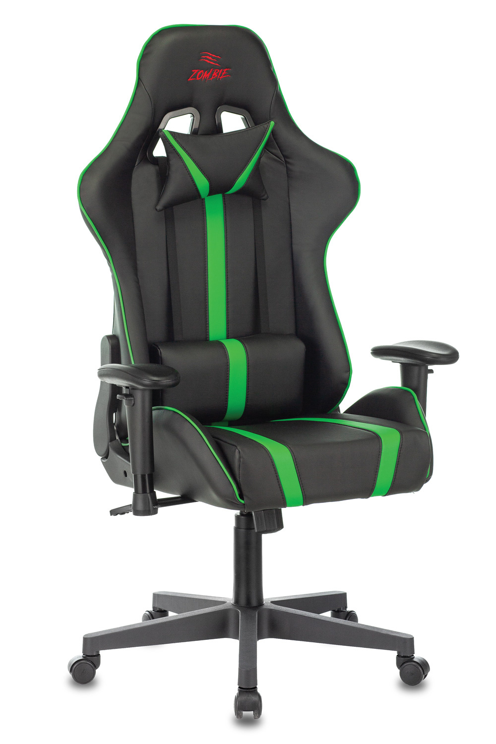 Кресло игровое Бюрократ VIKING ZOMBIE A4 черный/зеленый искусственная кожа с подголов. крестовина пластик VIKING ZOMBIE A4 GN