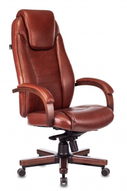 Кресло руководителя Бюрократ T-9923WALNUT светло-коричневый Leather Eichel кожа крестовина металл/дерево T-9923WALNUT/CHOK