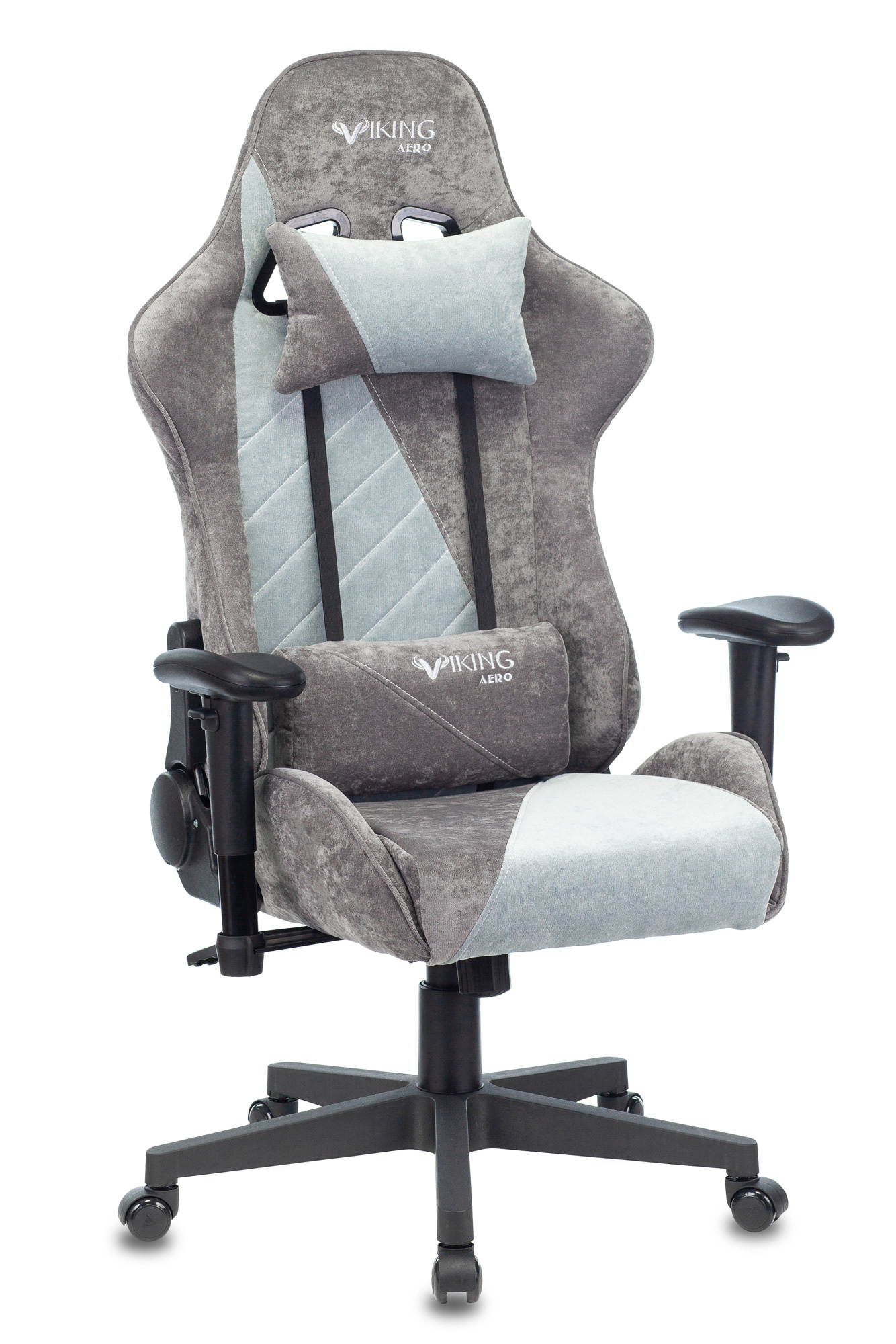 Кресло игровое Zombie VIKING X Fabric серый/серо-голубой с подголов. крестовина пластик VIKING X GREY