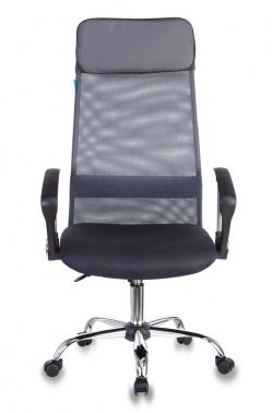 Кресло руководителя Бюрократ KB-6N темно-серый TW-04 TW-12 сетка/ткань с подголов. крестовина металл хром KB-6N/SL/DG/TW-12