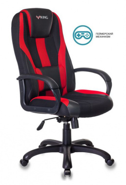 Кресло игровое Zombie VIKING-9 черный/красный искусств.кожа/ткань крестовина платсик VIKING-9/BL+RED